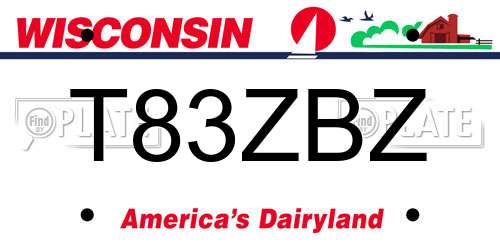 T83ZBZ Wisconsin License Plate