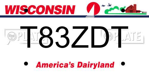 T83ZDT Wisconsin License Plate