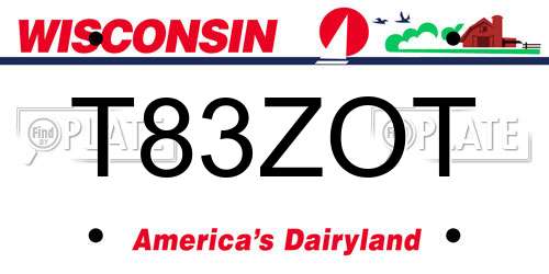 T83ZOT Wisconsin License Plate