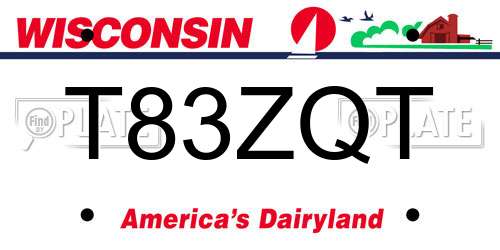 T83ZQT Wisconsin License Plate