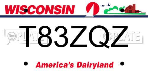 T83ZQZ Wisconsin License Plate