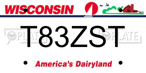 T83ZST Wisconsin License Plate