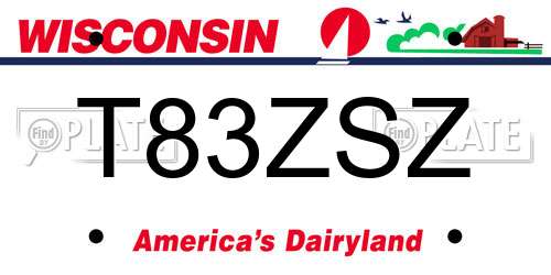 T83ZSZ Wisconsin License Plate