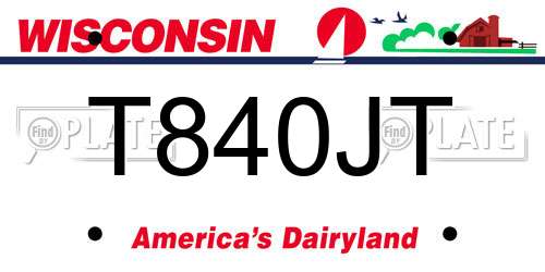 T840JT Wisconsin License Plate