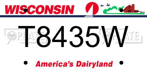 T8435W Wisconsin License Plate