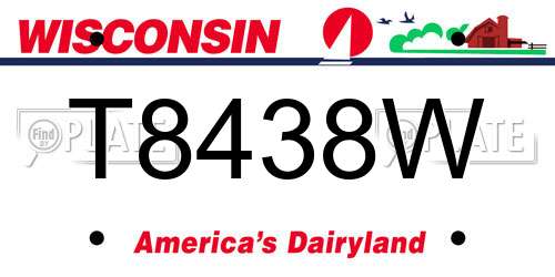 T8438W Wisconsin License Plate
