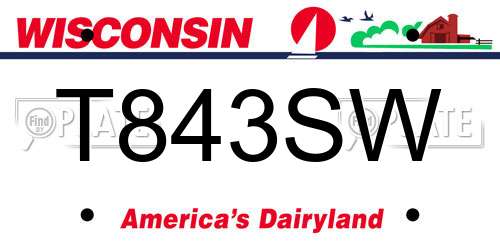 T843SW Wisconsin License Plate