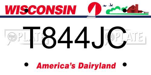 T844JC Wisconsin License Plate