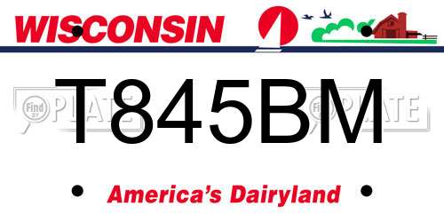 T845BM Wisconsin License Plate