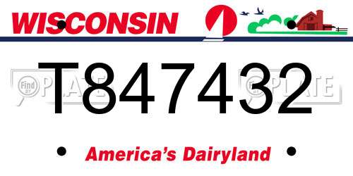 T847432 Wisconsin License Plate