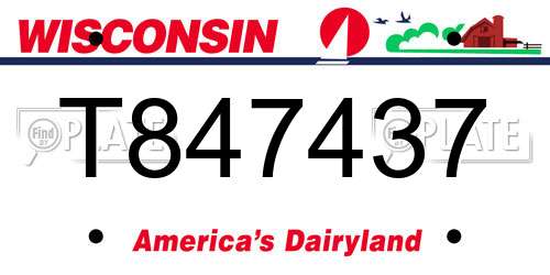 T847437 Wisconsin License Plate