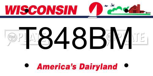 T848BM Wisconsin License Plate