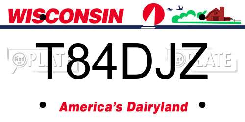T84DJZ Wisconsin License Plate