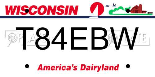 T84EBW Wisconsin License Plate