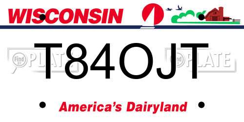 T84OJT Wisconsin License Plate