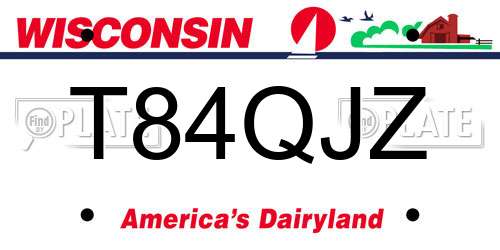 T84QJZ Wisconsin License Plate