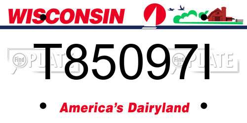 T85097I Wisconsin License Plate