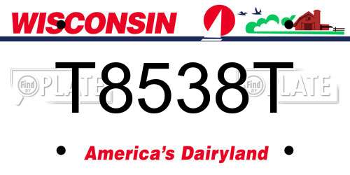 T8538T Wisconsin License Plate
