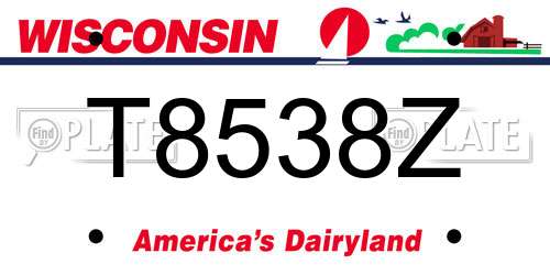 T8538Z Wisconsin License Plate