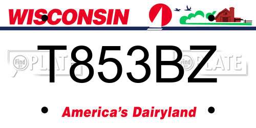 T853BZ Wisconsin License Plate