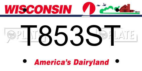 T853ST Wisconsin License Plate