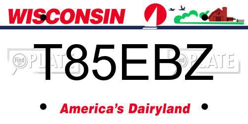 T85EBZ Wisconsin License Plate