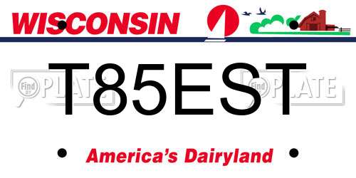 T85EST Wisconsin License Plate