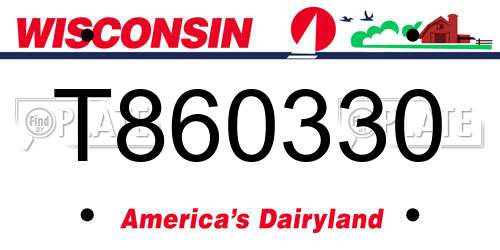 T860330 Wisconsin License Plate