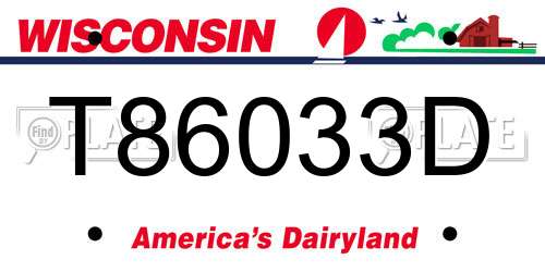 T86033D Wisconsin License Plate