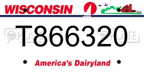 T866320 Wisconsin License Plate