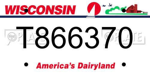 T866370 Wisconsin License Plate