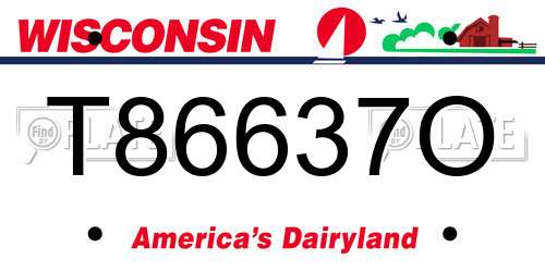 T86637O Wisconsin License Plate