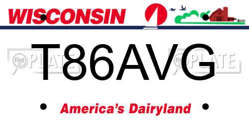 T86AVG Wisconsin License Plate
