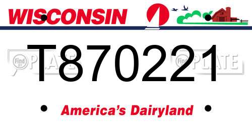 T870221 Wisconsin License Plate