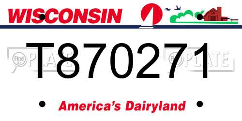 T870271 Wisconsin License Plate