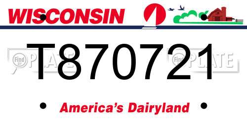 T870721 Wisconsin License Plate
