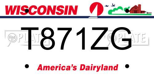 T871ZG Wisconsin License Plate