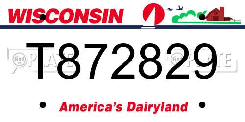 T872829 Wisconsin License Plate
