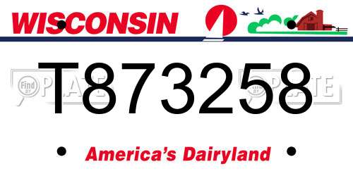 T873258 Wisconsin License Plate