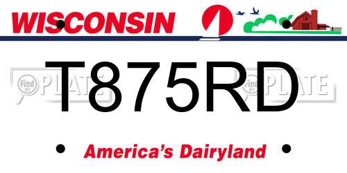 T875RD Wisconsin License Plate