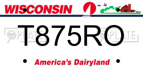 T875RO Wisconsin License Plate