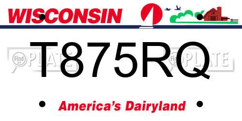 T875RQ Wisconsin License Plate