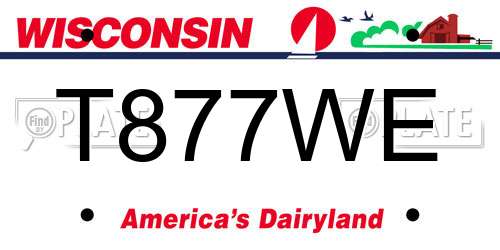 T877WE Wisconsin License Plate