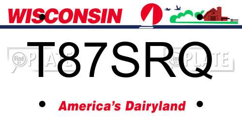 T87SRQ Wisconsin License Plate