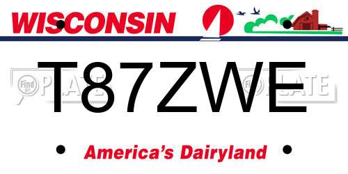 T87ZWE Wisconsin License Plate
