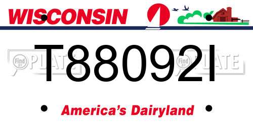 T88092I Wisconsin License Plate