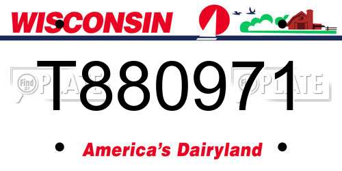 T880971 Wisconsin License Plate