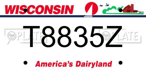 T8835Z Wisconsin License Plate
