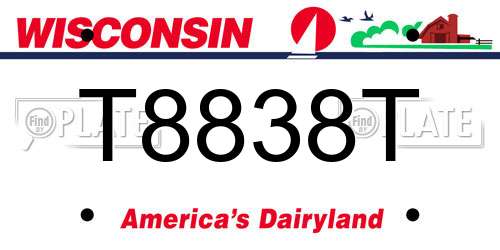 T8838T Wisconsin License Plate
