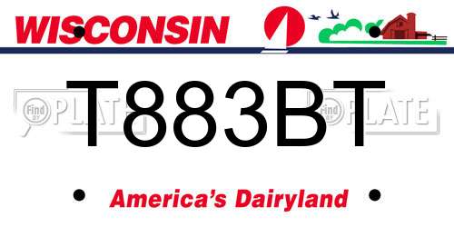 T883BT Wisconsin License Plate